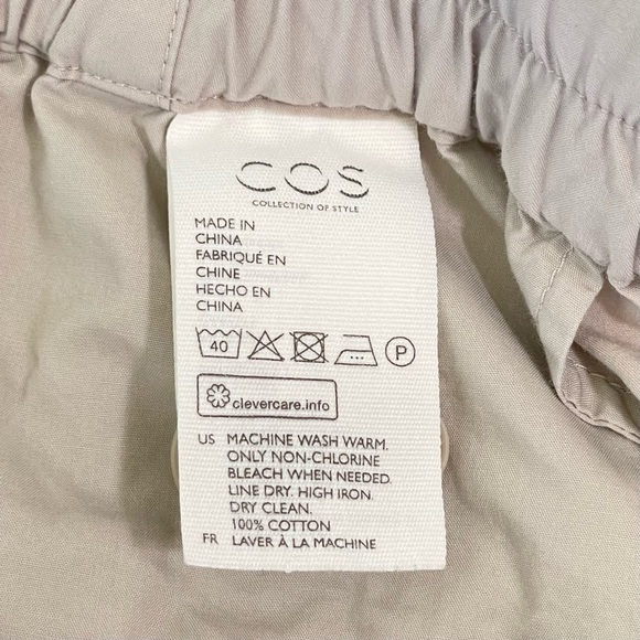 COS Angled Patch Pocket Trouser Relaxed Pleat Front Cropped Pant Beige Small - Picture 15 of 16